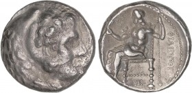 GREEK COINS
Tetradracma. 323-314 a.C. FILIPO III. Anv.: Cabeza de Hércules con piel de león a derecha. Rev.: Zeus entronizado a izquierda, detras ley...