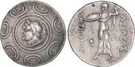 GREEK COINS
Tetradracma. 277-239 a.C. ANTÍGONOS GONATAS. MACEDONIA. Anv.: Escudo macedonio, en el centro cabeza de Pan a izquierda. Rev.: Atenea avan...