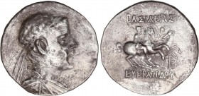 GREEK COINS
Tetradracma. 171-135 a.C. EUKRATIDES I. BACTRIA E INDOGRECIA. Anv.: Cabeza diademada a derecha. Rev.: Los Dióscuros a derecha, encima y d...