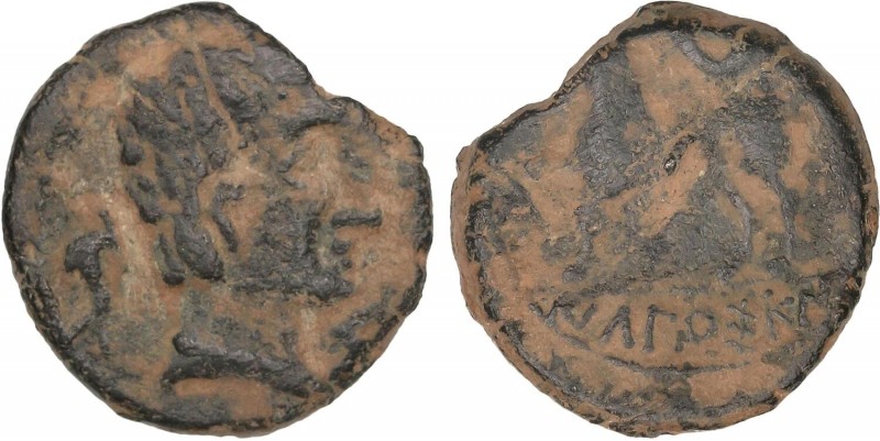 CELTIBERIAN COINS
Semis. 120-20 a.C. ICALCUSCEN (INIESTA, Cuenca). Anv.: Cabeza...