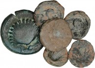 CELTIBERIAN COINS
Lote 6 bronces. ARSE (SAGUNTO, Valencia). AE. Tipo concha / delfín (5), casi todo Sextantes con diferentes variantes y una tipo con...