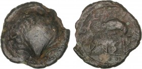 CELTIBERIAN COINS
Cuadrante. 170-20 a.C. ARSE (SAGUNTO, Valencia). Anv.: Concha. Rev.: Delfín a derecha, debajo leyenda ibérica. En exergo: 3 puntos....