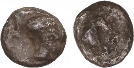 CELTIBERIAN COINS
Hemióbolo. 300-200 a.C. ARSE (SAGUNTO, Valencia). Anv.: Cabeza imberbe a derecha. Rev.: Cabeza de caballo. 0,30 grs. MUY RARA. Vill...