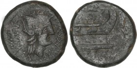CELTIBERIAN COINS
As. 150-20 a.C. ARSE SAGUNTUM (SAGUNTO, Valencia). Anv.: Cabeza de Roma a derecha, delante leyenda ibérica interna IKoRBeLES, detrá...