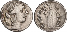 ROMAN COINS: ROMAN REPUBLIC
Republic
Denario. 55 a.C. ACILIA-8a. Man. Acilius Glabrio. Anv.: Cabeza laureada de la Salud a derecha, detrás SALVTIS d...