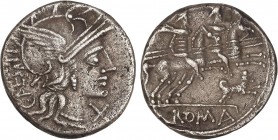 ROMAN COINS: ROMAN REPUBLIC
Republic
Denario. 146 a.C. ANTESTIA-1. Caius Antestius. 3,61 grs. AR. (Oxidaciones). Cal-125; FFC-147. MBC.