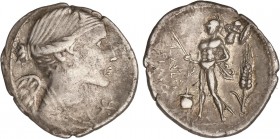 ROMAN COINS: ROMAN REPUBLIC
Republic
Denario. 108-107 a.C. VALERIA-11. L. Valerius Flaccus. Anv.: Busto alado de la Victoria a derecha, delante estr...
