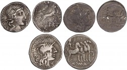 ROMAN COINS: ROMAN REPUBLIC
Republic
Lote 3 monedas Denario. MALIA, VARGUNTEIA, VIBIA. AR. A EXAMINAR. MBC- a MBC.