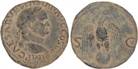 ROMAN COINS: ROMAN EMPIRE
Empire
As. Acuñada el 71 d.C. VESPASIANO. Anv.: IMP. CAESAR VESPASIAN. AVG. COS. IIII. Cabeza laureada a derecha. Rev.: S....