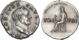 ROMAN COINS: ROMAN EMPIRE
Empire
Denario. Acuñada el 70-72 d.C. VESPASIANO. Anv.: IMP. CAES. VESP. AVG. P. M. Cabeza laureada a derecha. Rev.: TRI. ...
