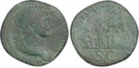 ROMAN COINS: ROMAN EMPIRE
Empire
Sestercio. Acuñada el 114-117 d.C. TRAJANO. Anv.: IMP. CAES. NER. TRAIANO OPTIMO AVG. GER. DAC. PARTHICO P. M. TR. ...