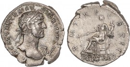 ROMAN COINS: ROMAN EMPIRE
Empire
Denario. Acuñada el 118 d.C. ADRIANO. Anv.: I(M)P. CAESAR TRAIAN. HADRIANVS AVG. Busto laureado a derecha. Rev.: P....