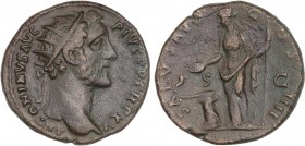 ROMAN COINS: ROMAN EMPIRE
Empire
Dupondio. Acuñada el 140-144 d.C. ANTONINO PÍO. Anv.: ANTONINVS AVG. PIVS P. P. TR. P. XV. Busto radiado a derecha....