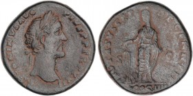 ROMAN COINS: ROMAN EMPIRE
Empire
Sestercio. Acuñada el 158-159 d.C. ANTONINO PÍO. Anv.: ANTONINVS AVG. PIVS P. P. Busto laureado a derecha. Rev.: VO...