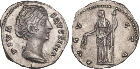 ROMAN COINS: ROMAN EMPIRE
Empire
Denario. Acuñada posterior al 141 d.C. FAUSTINA MADRE. Anv.: DIVA FAVSTINA. Busto a derecha. Rev.: AVGVSTA. Ceres e...