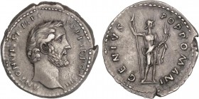 ROMAN COINS: ROMAN EMPIRE
Empire
Denario. Acuñada el 140-144 d.C. ANTONINO PÍO. Anv.: ANTONINVS AVG. PIVS P. P. TR. P. COS. III. Cabeza descubierta ...