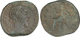 ROMAN COINS: ROMAN EMPIRE
Empire
Sestercio. Acuñada el 172 d.C. MARCO AURELIO. Anv.: M.ANTONINVS AVG. TR. P XXVI. Cabeza laureada a derecha. Rev.: I...