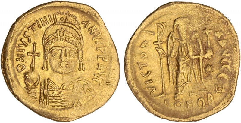 BYZANTINE COINS
Sólido. JUSTINIANO I (527-565 d.C.). ROMA. Anv.: D.N. IVSTINIAN...