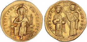 BYZANTINE COINS
Histamenon Nomisma. ROMANO III ARGYRUS (1028-1034 d.C.). CONSTANTINOPLA. Anv.: ¶IhS XIS REX REGNANTIhm. Cristo entronizado sosteniend...