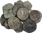 BYZANTINE COINS
Lote 14 monedas. AE. Tipo Follis de Justiniano I (5), del tipo con M grande an reverso y Medio Follis de diferentes emperadores (9), ...