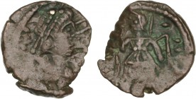 OSTROGOTH COINS
Nummo. VÁNDALOS. THRASAMUNDO (496-523 d.C.). CARTAGO. Anv.: Busto diademado y acorazado a derecha. Rev.: Victoria de pie a izquierda,...