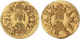 VISIGOTHIC COINS
Triente. VITERICO (603-610 d.C.). ISPALI (Baética). Anv.: ¶VVITTERICVSRE¶. Rev.: ¶PIVSISPALI. 1,46 grs. AU. MUY ESCASA. Miles-140.c;...