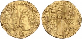 SPANISH MONARCHY: FERDINAND AND ISABELLA
Ferdinand and Isabella
Ducado. VALENCIA. Anv.: Corona entre bustos, debajo S - C. 3,45 grs. AC-115. EBC-.