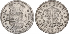 SPANISH MONARCHY: PHILIP V
Philip V
1 Real. 1727/6. SEGOVIA. F. 2,71 grs. Rectificación clarísima en mitad inferior del 7. Única conocida en esta co...