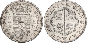 SPANISH MONARCHY: PHILIP V
Philip V
2 Reales. 1735. SEVILLA. A.P. 5,87 grs. Pocos ejemplares conocidos. Brillo original. RARA Y MÁS ASÍ. AC-992. EBC...
