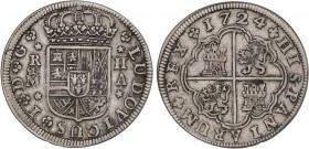 SPANISH MONARCHY: LOUIS I OF SPAIN
Louis I
2 Reales. 1724. MADRID. A. 5,26 grs. AC-20. MBC+.