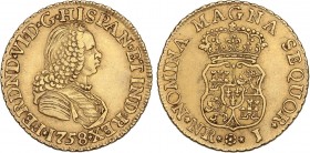 SPANISH MONARCHY: FERDINAND VI
Ferdinand VI
2 Escudos. 1758. NUEVO REINO. J. 6,76 grs. ESCASA. AC-683. MBC+.