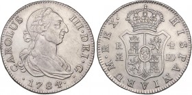 SPANISH MONARCHY: CHARLES III
Charles IIII
4 Reales. 1784/3. MADRID. J.D. 13,36 grs. (rayitas). MUY ESCASA. AC-869 variante sobrefecha. EBC-.