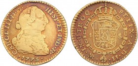 SPANISH MONARCHY: CHARLES III
Charles IIII
1 Escudo. 1775. NUEVO REINO. J.J. 3,31 grs. Pátina. AC-1454. MBC-/MBC.