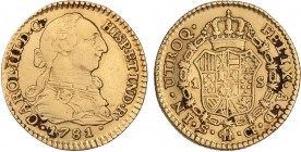 SPANISH MONARCHY: CHARLES III
Charles IIII
1 Escudo. 1781. SEVILLA. C.F. 3,36 grs. (Pequeñas manchitas). AC-1500. MBC.
