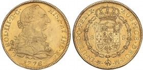 SPANISH MONARCHY: CHARLES III
Charles IIII
8 Escudos. 1776. MÉXICO. F.M. 26,97 grs. Ceca y ensayadores invertidos. (Acuñación algo floja en parte). ...