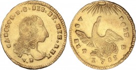 SPANISH MONARCHY: CHARLES III
Charles IIII
3 Ducados (Oncia). 1751. PALERMO. SICILIA. 4,27 grs. AU. Emisión anterior a su coronación. (Rayitas de aj...