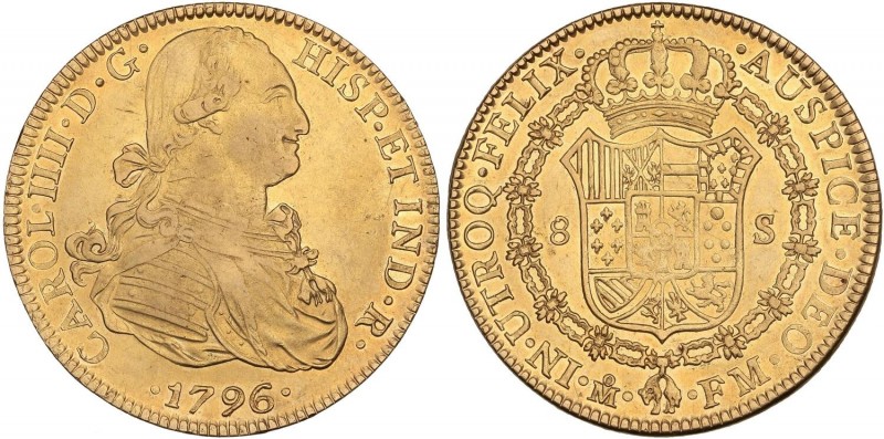 SPANISH MONARCHY: CHARLES IV
Charles IV
8 Escudos. 1796/5. MÉXICO. F.M. 26,93 ...