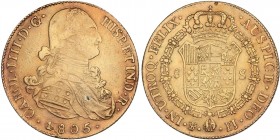 SPANISH MONARCHY: CHARLES IV
Charles IV
8 Escudos. 1805. POTOSÍ. P.J. 25,53 grs. (Probablemente sirvió de joya). AC-1711; XC-1104. MBC.