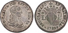 SPANISH MONARCHY: CHARLES IV
Charles IV
Medalla Proclamación. 1789. VALENCIA. 4,39 grs. AR. Pátina. Restos de brillo original. He-108. EBC+.