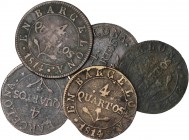 SPANISH MONARCHY: NAPOLEONIC OCCUPATION OF CATALONIA
Napoleonic Occupatio of Catalonia
Lote 5 monedas 4 Quartos. 1810,1811,1813 y 1814 (2). BARCELON...