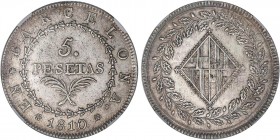 SPANISH MONARCHY: NAPOLEONIC OCCUPATION OF CATALONIA
Napoleonic Occupatio of Catalonia
5 Pesetas. 1810. BARCELONA. Encapsulada por NGC (nº 4711740-0...