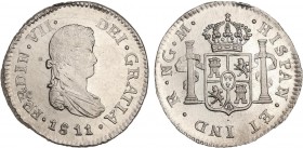 SPANISH MONARCHY: FERDINAND VII
Ferdinand VII
1/2 Real. 1811. GUATEMALA. M. 1,68 grs. Busto pequeño. Ex-colección Richard Stuart. Ex-Stacks Bower & ...