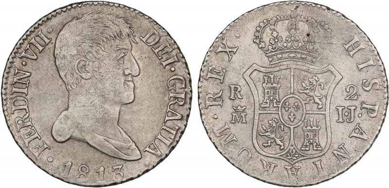 SPANISH MONARCHY: FERDINAND VII
Ferdinand VII
2 Reales. 1813. MADRID. I.J. 5,8...