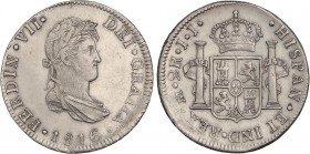 SPANISH MONARCHY: FERDINAND VII
Ferdinand VII
2 Reales. 1816. MÉXICO. J.J. 6,60 grs. (Leves rayitas de acuñación). AC-873. (EBC-).