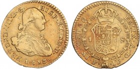 SPANISH MONARCHY: FERDINAND VII
Ferdinand VII
1 Escudo. 1815. POPAYAN. J.F. 3,28 grs. Busto de Carlos IV. (Canto irregular a las 6h.). AC-1531. MBC-...