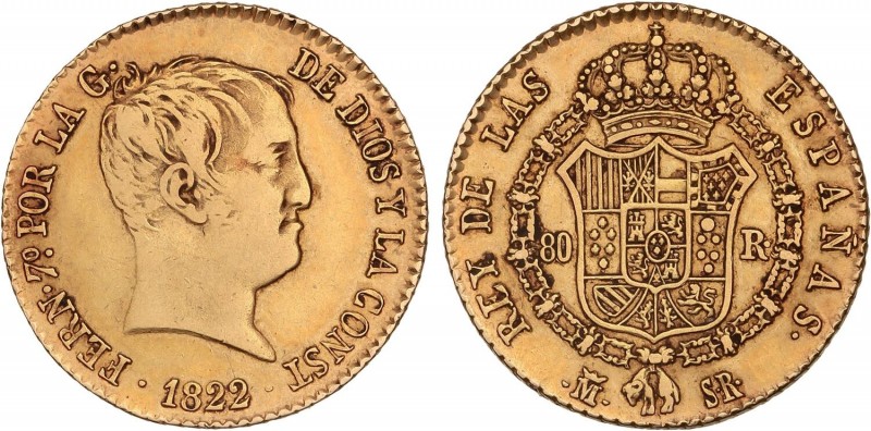 SPANISH MONARCHY: FERDINAND VII
Ferdinand VII
80 Reales. 1822. MADRID. S.R. 6,...