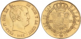 SPANISH MONARCHY: FERDINAND VII
Ferdinand VII
320 Reales. 1822. MADRID. S.R. 26,93 grs. (Grieta, limpiada, ha estado en aro). RARA. AC-1778; XC-1243...