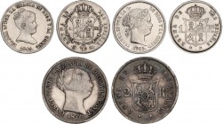 SPANISH MONARCHY: ELISABETH II
Elisabeth II
Lote 3 monedas 1 (2) y 2 Reales. 1849, 1852 y 1859. MADRID (2) y SEVILLA. A EXAMINAR. AC-301, 308, 390. ...