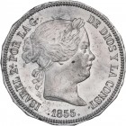 SPANISH MONARCHY: ELISABETH II
Elisabeth II
Prueba Unifaz de anverso 20 reales. 1855. 18,05 grs. Metal blanco. Prueba de anverso para la pieza de pl...