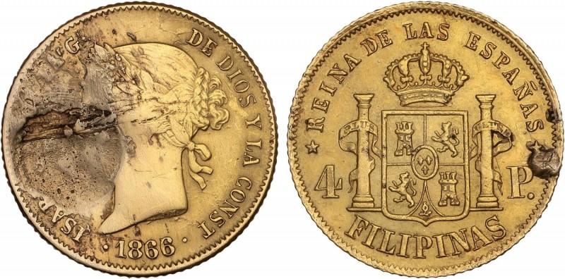 SPANISH MONARCHY: ELISABETH II
Elisabeth II
4 Pesos. 1866/5. MANILA. 6,55 grs....